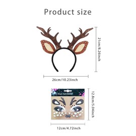 XDGBGFN Antlers Headband Horns Deer Ears and Stickers for Deer Face Carnival Costume Women's Deer for Carnival Fancy Dress Christmas Cosplay Party Costume