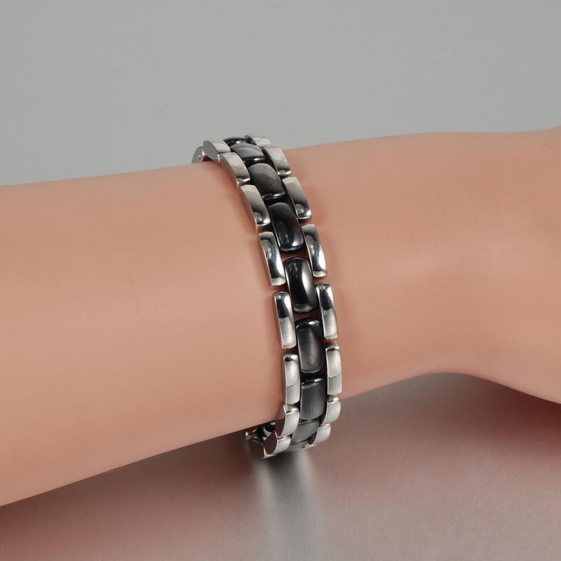 Edelstahl-Armband mit 10 Germanium (19,5 cm/9 mm).