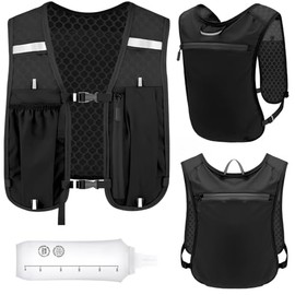 Running Vest for Jogging Men and Women with 500 ml Soft Water Bottle, Hydration Vest with Adjustable Chest Straps, Ultralight & Breathable, Reflective Running for Runs, Cycling, Marathons