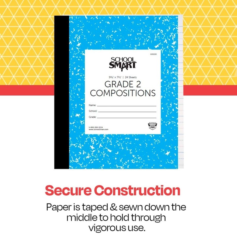 School Smart Skip-A-Line Ruled Composition Book, Grade 2, Blue, 48