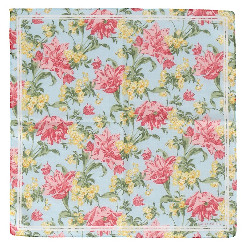 [ローラ アシュレイ] レディース プリントハンカチ 05506011 ハンカチ 女性 花柄 05506011B ブルー[B]