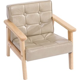 Kelendle Sofa Chair:Solid Wood Arm & PU Leather Fabric Seating Chair Photography Prop Bench Photoshoot Photo Posing Props for Camel Armchair