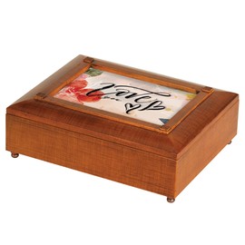 Cottage Garden JBRB17 Love You Red Floral And Woodgrain Polymer Photo Frame Keepsake Jewelry Storage Box