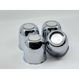 RC Auto 4 Push Through Chrome Center Caps For 3.30" Trailer Rims Center Bore  w/Emblem