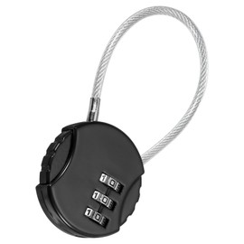 TOP-VIGOR 1Pcs Combination Lock 5 Inch, 3 Digit Outdoor Waterproof Resettable Padlock with Wire Rope, 135mm Safety Cable Lock Anti-Theft Padlocks for Luggage Gym Locker Fence Toolbox Backpack, Black