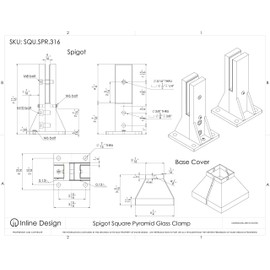 Glass Railing - Spigot Square Pyramid Glass Clamp by Inline Design