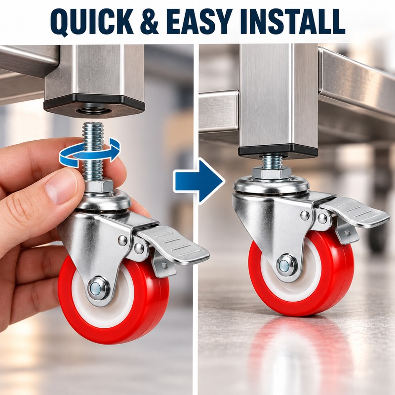 4-Piece Heavy-Duty Swivel Caster Wheels – 1", 1.25", 1.5" Threaded