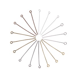 PH PandaHall About 600 Pcs Brass Head Pins Findings Open Eye Pin Length 1.38 Inch 21-Gauge for Jewelry Making 6 Colors