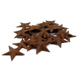 CVHOMEDECO. Primitives Rustic Country Décor. Rusty Mini Metal Barn Star Home Decorative Accents, 1-1/2 Inch, Set of 24