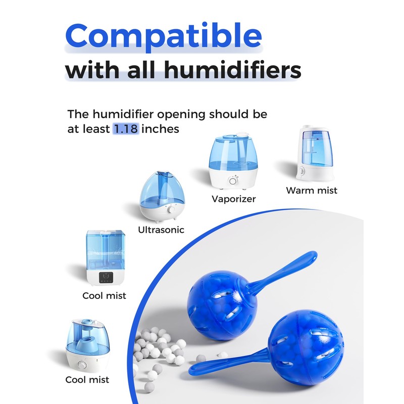 ZhenD 16 Pack Humidifier Cleaner Anti-Scale Balls: Stop White Dust,