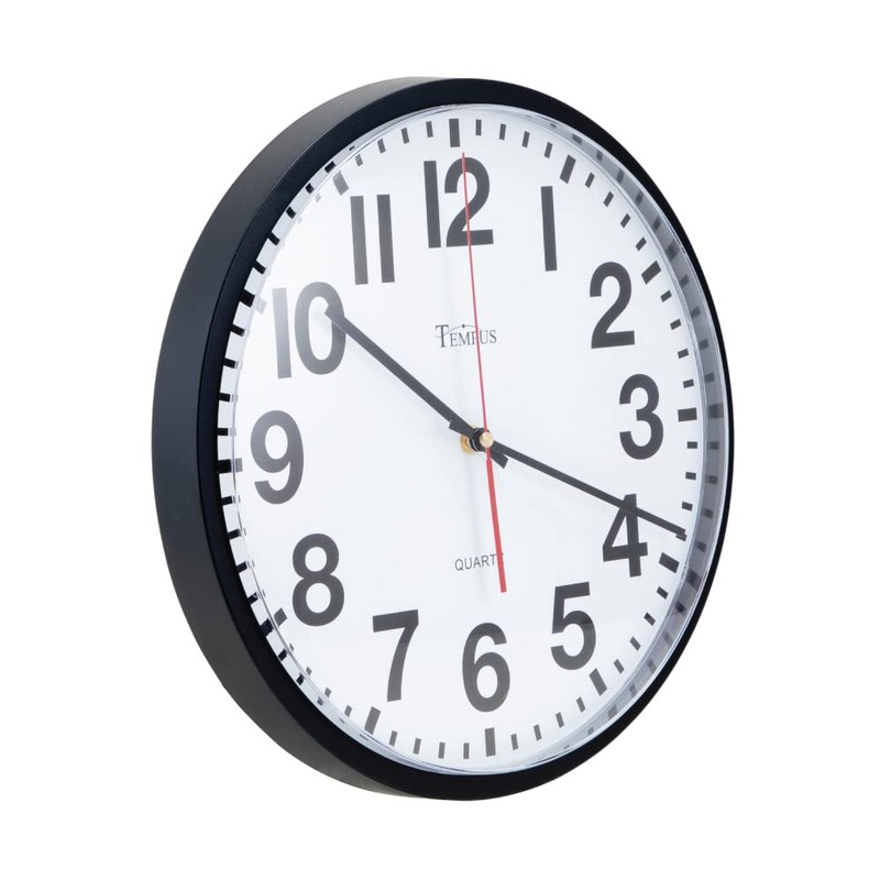 Tempus Contemporary Wall Clock, Battery Operated, Silent, Black and White,
