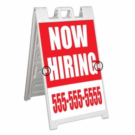 Now Hiring (24" X 36") Standard A-Frame Signicade, Includes Decal Applied to Stand