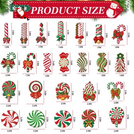 DECYOOL 24 Pcs Christmas Ornaments Set Wood Lollipop Ornaments Candy Cane Christmas Decorations Fake Peppermint Hanging Pendants for Christmas Tree Xmas Holiday Home Party Supplies