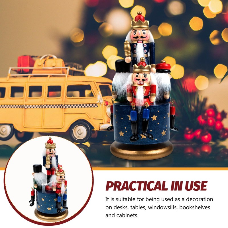 Cabilock Nutcracker Music Box 3 Wooden Nutcracker Soldier Toy Christmas