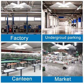 LED Garage Light B22 Deformable 60W, Workshop Ceiling Lighting BC Bayonet Cap Cool White Daylight with 4 Adjustable Panels, High Bay Lamp for Loft, Warehouse, Basement, Kitchen, Market, Porch