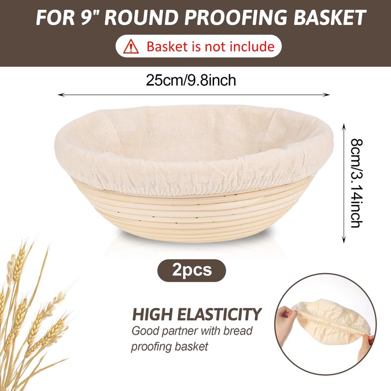 2 Pcs Banneton Liner, Bread Proofing Basket Cloth Liner, Universal