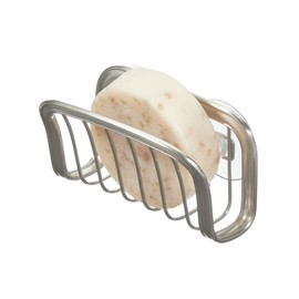 iDesign Suction Cup Sponge Holder for Kitchen Sink - Brushed Nickel