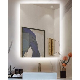 Keonjinn Backlit Mirror Bathroom 36 x 28 Inch Led Mirror for Bathroom Mirror with Lights Wall Mounted Anti Fog Lighted Mirror Dimmable LED Vanity Mirror, IP54 Waterproof CRI90+(Horizontal/Vertical)