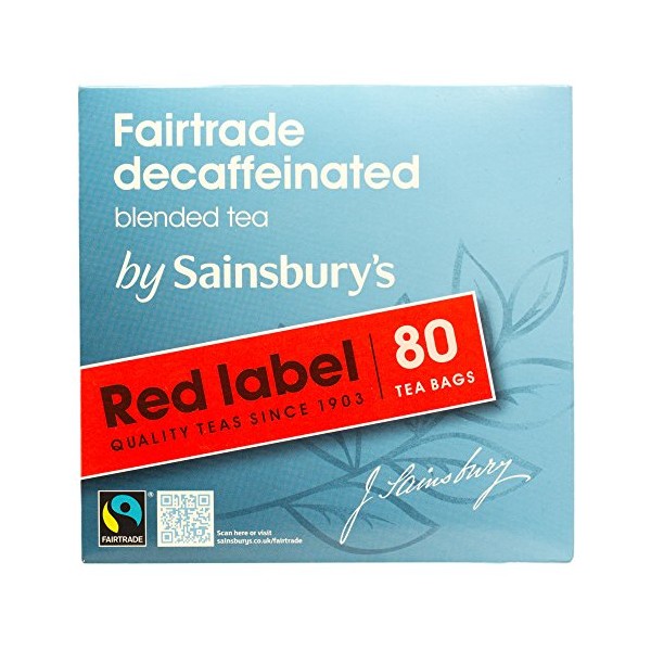 Sainsbury's Decaf Red Label Black Tea 80 Teabags Fairtrade Tea from England
