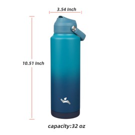 Konokyo Insulated Water Bottle with Straw Lid,40 oz Stainless Steel Vacuum Metal Bottle with Silicone Handle,Vast