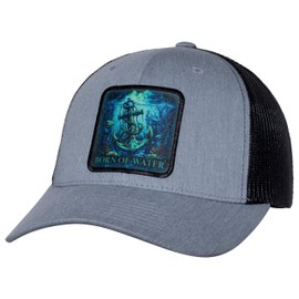 Anchor Patch Scuba Diving Trucker Hat: Mens Adjustable Snapback for Fishing, Spearfishing - Heather Gray/Black