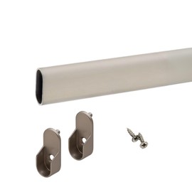 Oval Closet Rod CUSTOM CUT TO SIZE. Up to 92 inches long! Choose Finish. Includes End Supports.