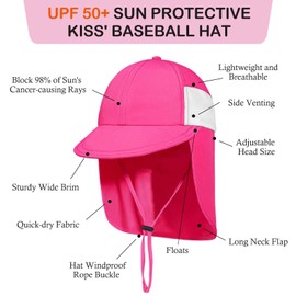 Baby Sun Hat with Neck Flap UPF 50+ Infant Toddler Boys Girls Summer Beach Hat for Traveling Swim Fishing Cap Hot Pink
