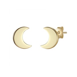 Glanzstücke München Women's Stud Earrings Moon Sterling Silver Yellow Gold-Plated - Earrings Moon Symbol Ear Jewellery Crescent Moon Yellow Gold Women Girls Teenagers