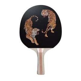 TigerTail Sports Yin Yang Tigers Colorful Design Ping Pong Paddle, Premium 5 Ply Table Tennis Racket (Red on Back)