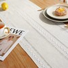 Chassic Rustic Farmhouse Style Linen Table Runner, Boho Handmade Tassel