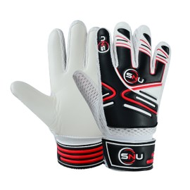 Junior Football Goalkeeper Gloves for Boys, Kids, and Youth Soccer Goalie Gloves with Super Grip Palms and Durable Protection (Black, 7)