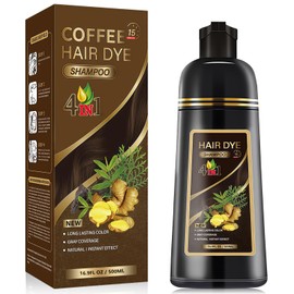 Hair Dye Shampoo, Shampoo Hair Dye, Champú Tinte Instantáneo 4 En 1, Suave y delicado, Cobertura de Canas, larga duración, Adecuado Para HombresY...  