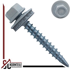 SC5164 Trapezoidal Sheet Metal Screws with EPDM Sealing Washer, 4.8 x 35/30, RAL 9010, Pure White, Hexagonal, Head Painted, Self-Tapping, Pack of 100