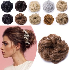 Hair Extensions, Hair Scrunchie, Pinned Updo Bun, Wavy Like Real Hair