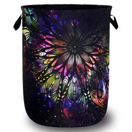 Personalize Mandala Laundry Basket Oxford Cloth Foldable Galaxy Laundry Hamper With Handle Portable Clothes Storage Organizer Basket 18.9x16.5 Inch Laundry Bag For Laundry Room/Bedroom/Dormitories