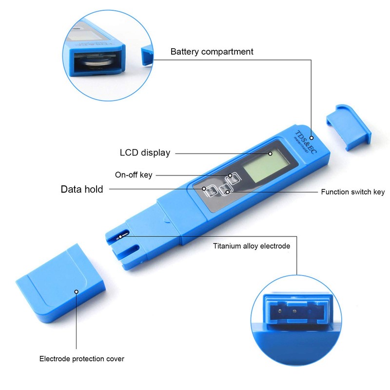 Fdit Portable Digital pH Tester, TDS EC Temperature Meter, Conductivity