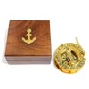 3" Sundial Compass with Teak Wood Box Inlaid with Solid