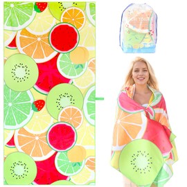 LEcylankEr Beach Towel XXL 180 x 90 cm Microfibre Beach Towel for Men Women Anti-Sand Quick Drying Beach Towel Large for Beach / Poolside / Beach Chair (Fruits)