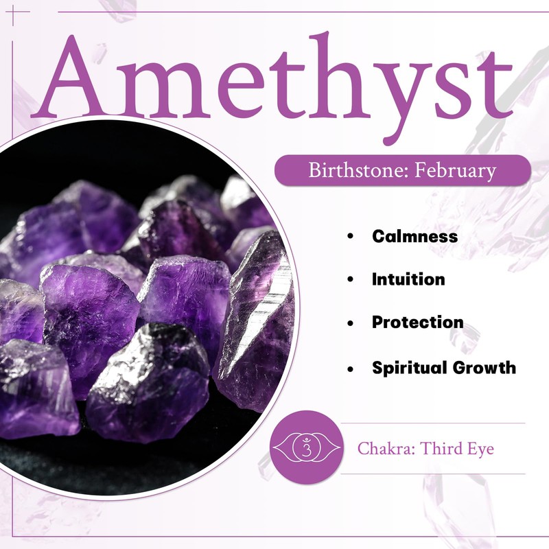 mookaitedecor Set of 4 Natural Amethyst Crystal Shower Curtain Hooks,