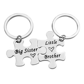 Sister Brother Keychain Set Brother and Sister Gifts for Little Brother Big Sister Keychain Set for Little Brother Gifts from Big Sister Christmas Birthday Gifts Family Gifts for Sister Brother