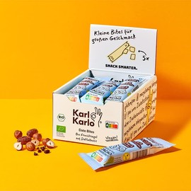 Karl Karlo Fruchtriegel Haselnuss - 12 x 35g | Vegane Süßigkeiten auf Dattelbasis | Veganer Snack ohne Zusatzstoffe, glutenfrei, Nutri Score A | getrocknete Cranberries, Acerola
