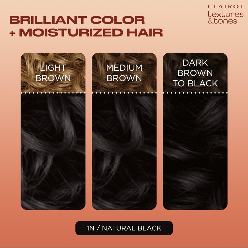 Clairol Textures & Tones Permanent Hair Dye, 1N Natural Black