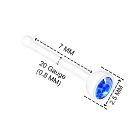 KJM FASHION Pack of 2 Transparent Bioflex Nose Rings 0.8 mm 20 g Earrings