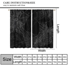 DDCBNS Spider Web Curtains for Kids Boys,Black Halloween Gothic Window Treatments for Teens Children Bedroom Living Room Play Room,2 Panels Set,Total Size 42 x 45 Inch