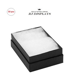 50 Pack Cotton Filled Matte Black Color Jewelry Gift Boxes Jewelry Pendant Earring Necklace Bracelet Box Packaging 2 5/8" x 1 1/2" x 1" (67 x 40 x 25 mm) Size #21-By RJ Displays
