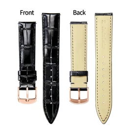 [BINLUN] Leather Watch Band Genuine Calfskin Replacement Watch Strap Quick Release Genuine Leather Watch Strap Alligator Pattern 10 Colors 13 Sizes for Men Women, 15 mm
