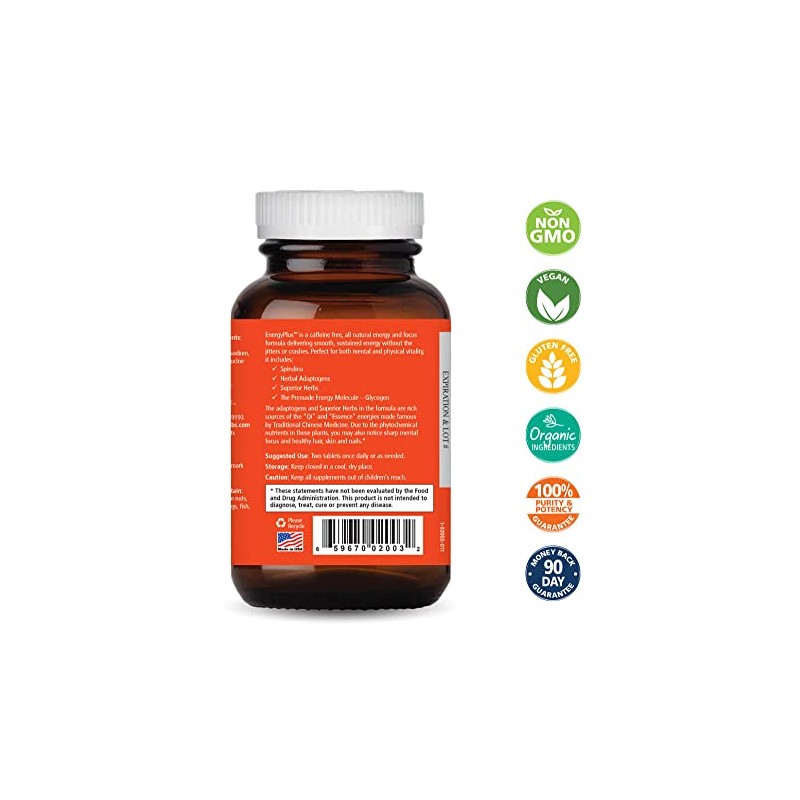 Pure Essence Labs Energy Plus, Caffeine Free, All Natural Herbal