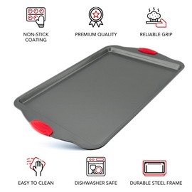 Non-Stick Baking & Cookie Sheet Pan by Boxiki Kitchen. Non-Toxic 11x14 Inch Rimmed Carbon Steel Baking Sheet. Dent, Warp and Rust Resistant. Heavy Gauge Steel Oven Baking Sheet. 1 Tray.