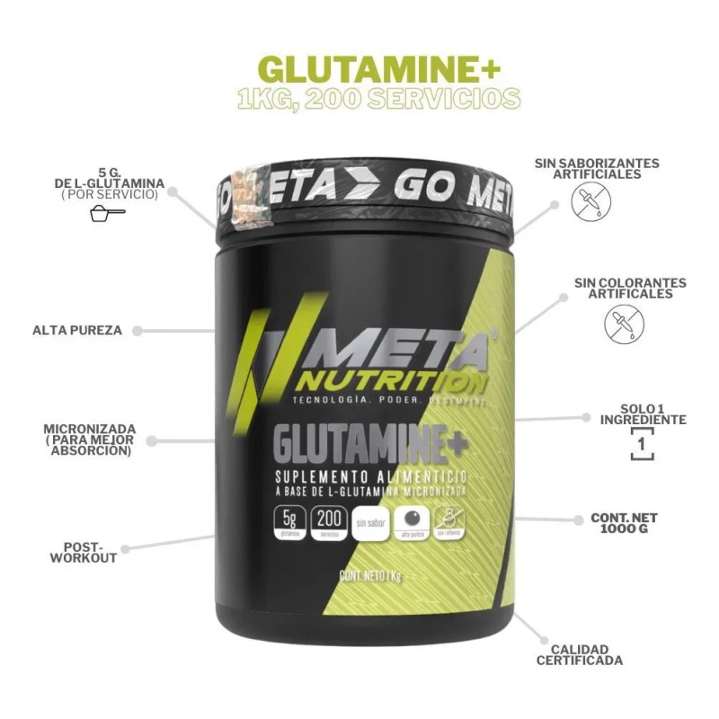 Suplemento Polvo Meta Nutrition Glutamina