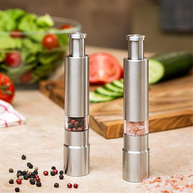TOBEOME 2PCS Manual Salt and Pepper Grinder Set Stainless Steel